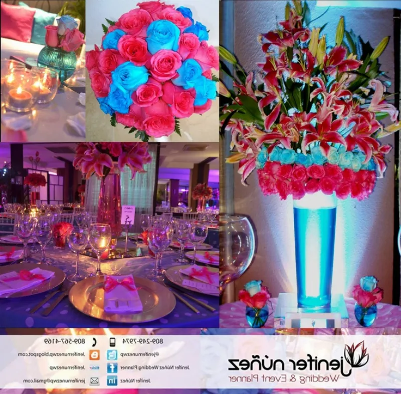 Rosa cereza y azul turquesa: una combinación perfecta para la decoración de bodas